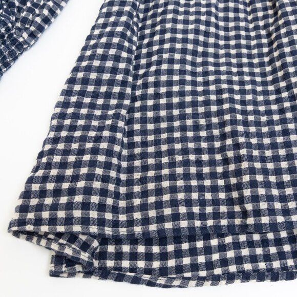 Zara Gingham Check Mini Dress Navy White Smocked Waist 100% Cotton - Picture 8 of 12